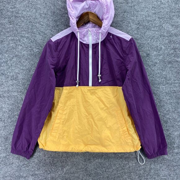 Old Navy Windbreaker Jacket Women S Small Purple 1/2 Zip Hooded Nylon Pockets - Picture 4 of 9